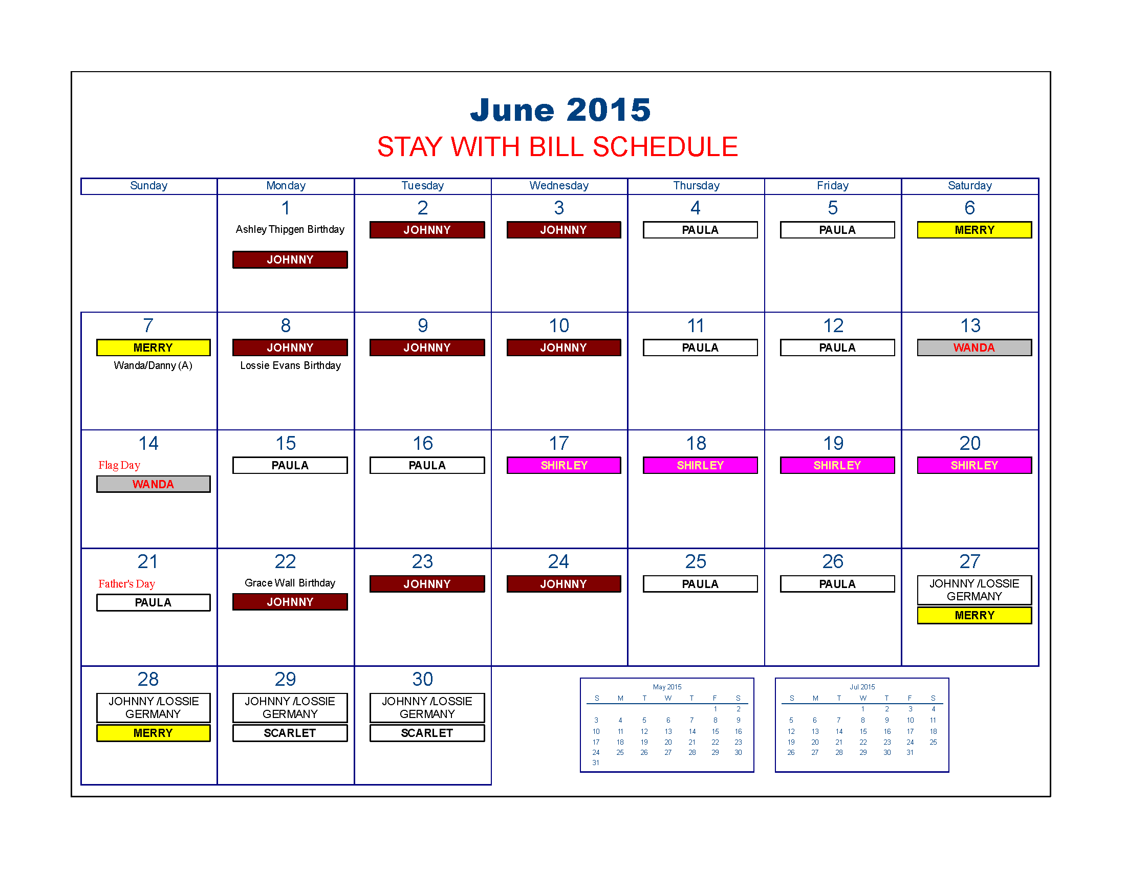 15June Bill Schedule