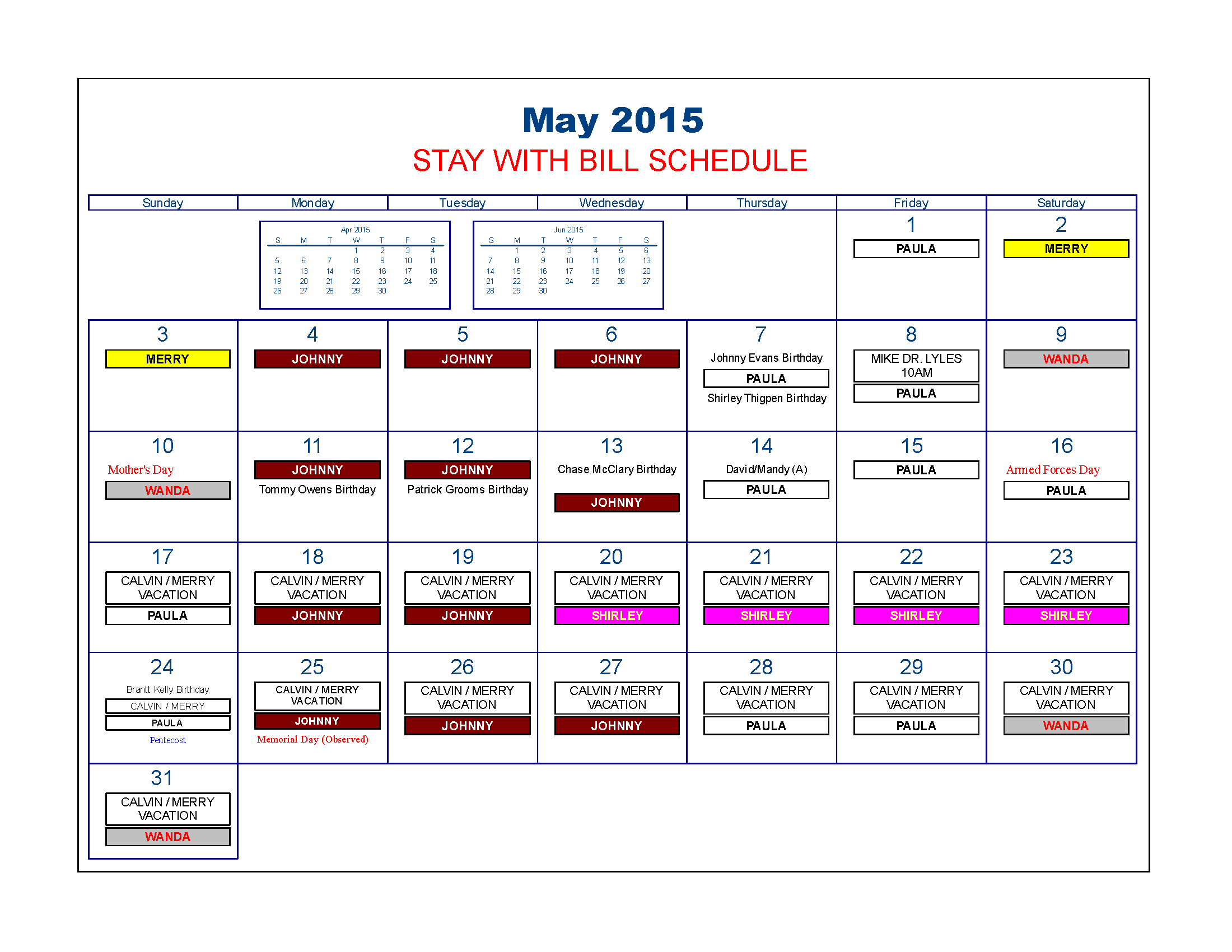 May15 Bill Schedule